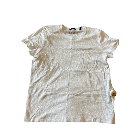 ATM Anthony Thomas Melillo Slub Jersey Schoolboy Tee White Silver L NWOT (Read) - Picture 2 of 9